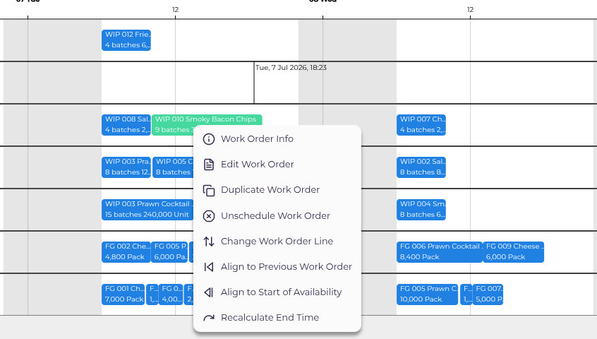 Work Order Context Menu